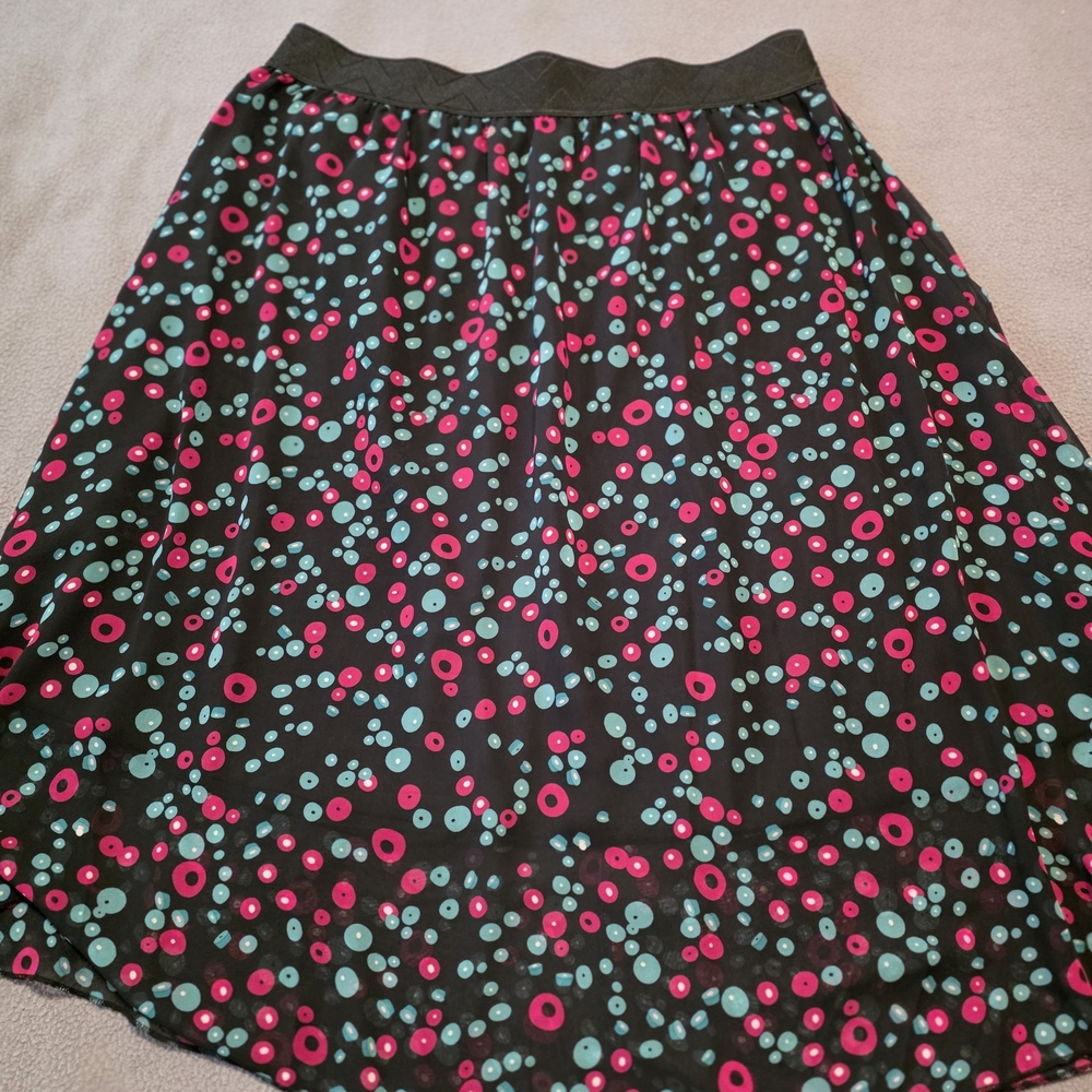 LuLaRoe Black Skirt with Pink and Blue Dots